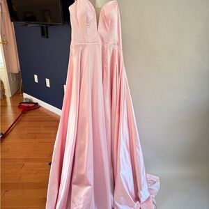 NWT Lace Up Pink Satin Strapless Prom Dress